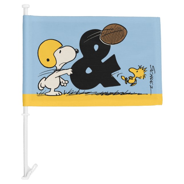 Peanuts | Snoopy & Woodstock Football Car Flag (Front)
