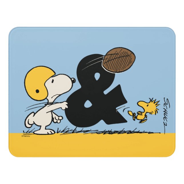 Peanuts | Snoopy & Woodstock Football Door Sign (Contemporary Front)
