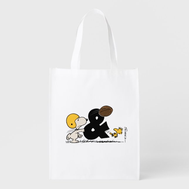 Peanuts | Snoopy & Woodstock Football Grocery Bag (Front)