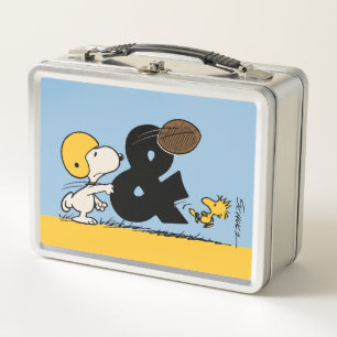 Peanuts   Snoopy & Woodstock Football Metal Lunch Box