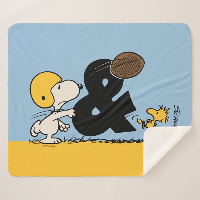 Peanuts | Snoopy & Woodstock Football Sherpa Blanket (Front (Horizontal))
