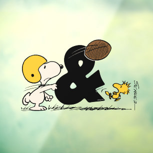 Peanuts Snoopy & Woodstock Football Window Cling