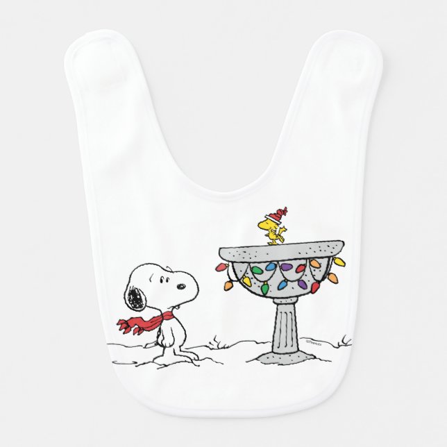 Peanuts | Snoopy & Woodstock Frozen Birdbath Baby Bib (Front)