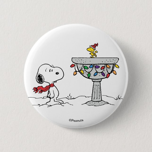 Peanuts | Snoopy & Woodstock Frozen Birdbath Button (Front)
