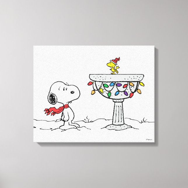 Peanuts | Snoopy & Woodstock Frozen Birdbath Canvas Print (Front)