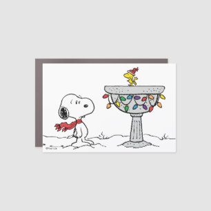 Peanuts Snoopy & Woodstock Frozen Birdbath Car Magnet