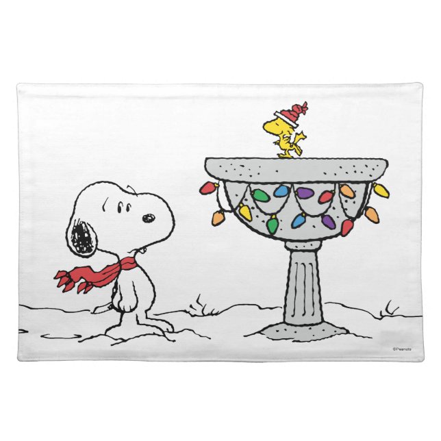 Peanuts | Snoopy & Woodstock Frozen Birdbath Cloth Placemat (Front)