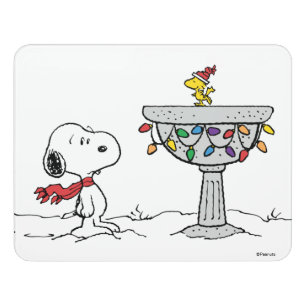 Peanuts Snoopy & Woodstock Frozen Birdbath Door Sign
