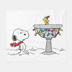 Peanuts Snoopy & Woodstock Frozen Birdbath Fleece Blanket