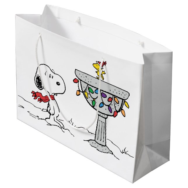 Peanuts | Snoopy & Woodstock Frozen Birdbath Large Gift Bag (Back Angled)