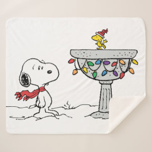 Peanuts Snoopy & Woodstock Frozen Birdbath Sherpa Blanket