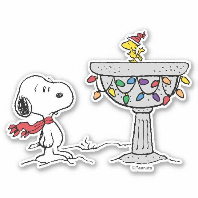 Peanuts | Snoopy & Woodstock Frozen Birdbath Sticker (Front)