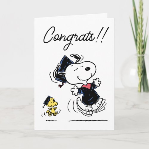 Peanuts  Snoopy  Woodstock Graduation Card