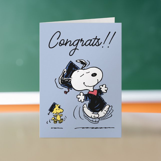 Peanuts | Snoopy & Woodstock Graduation Card (Card on desk)