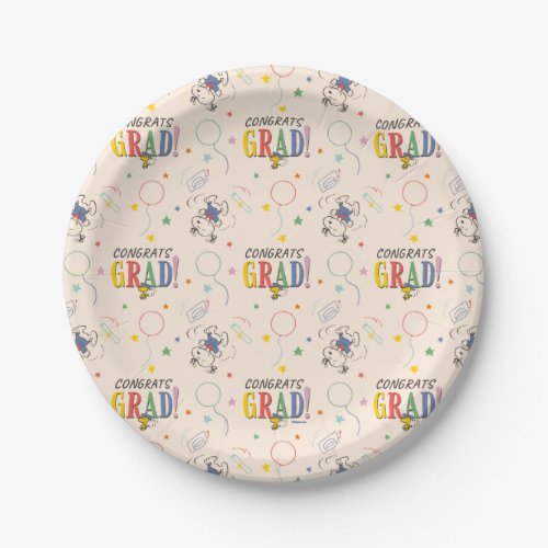 Peanuts Snoopy Woodstock Graduation Paper Plates