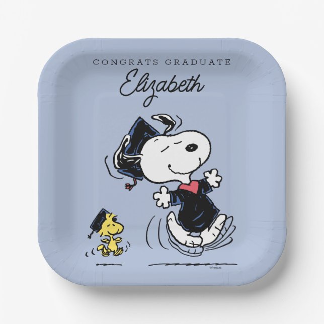 Peanuts | Snoopy & Woodstock Graduation Paper Plates (Front)
