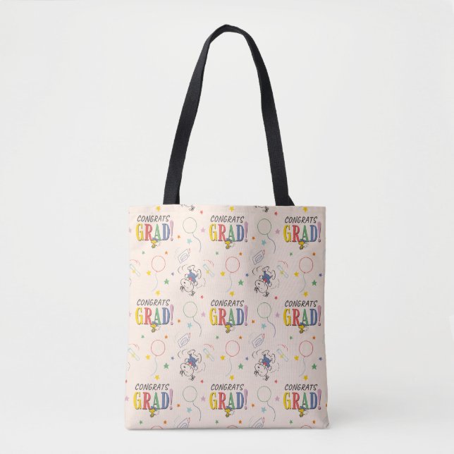 Peanuts Snoopy Woodstock Graduation Tote Bag (Front)