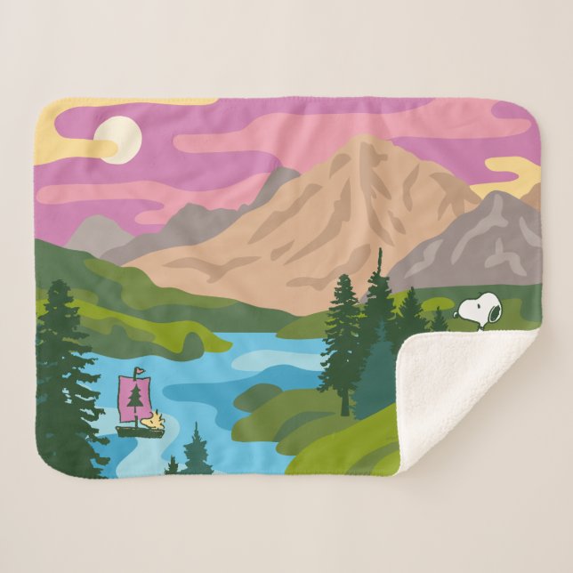 Peanuts | Snoopy & Woodstock Great Outdoors Sherpa Blanket (Front (Horizontal))
