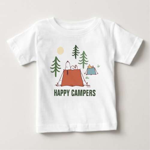 Peanuts  Snoopy  Woodstock Happiness is Camping Baby T_Shirt