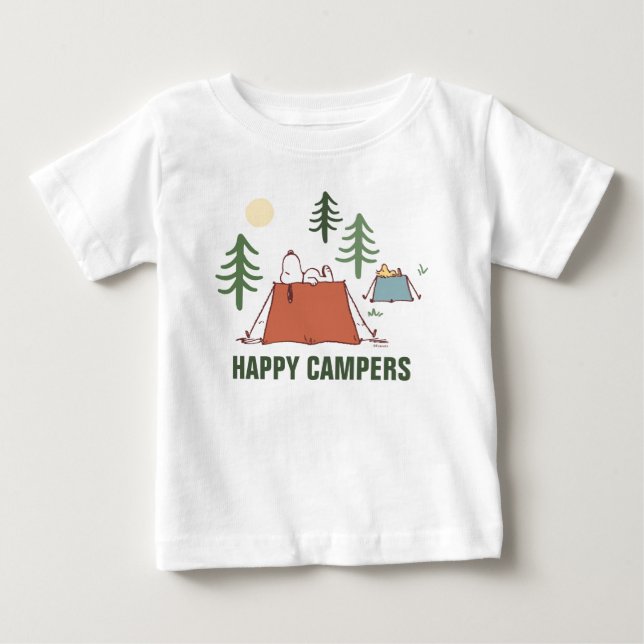 Peanuts | Snoopy & Woodstock Happiness is Camping Baby T-Shirt (Front)