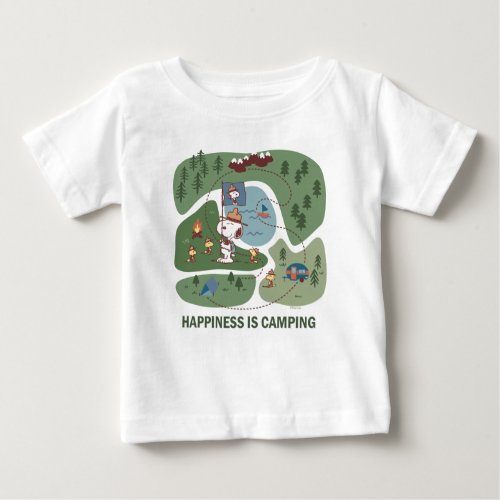 Peanuts  Snoopy  Woodstock Happiness is Camping Baby T_Shirt