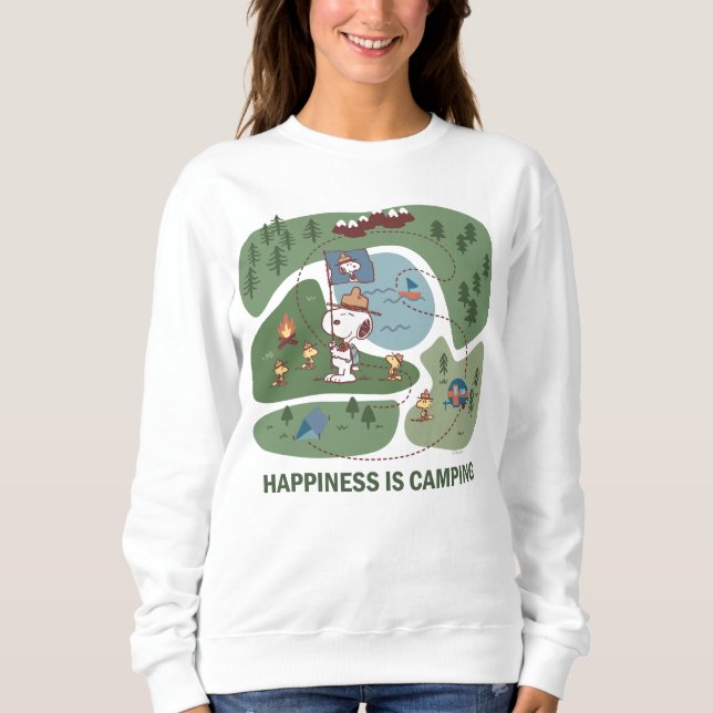 Peanuts | Snoopy & Woodstock Happiness is Camping Sweatshirt (Front)