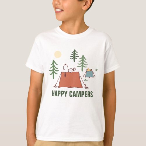 Peanuts  Snoopy  Woodstock Happiness is Camping T_Shirt