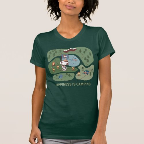 Peanuts  Snoopy  Woodstock Happiness is Camping T_Shirt