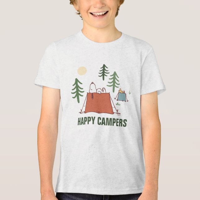 Peanuts | Snoopy & Woodstock Happiness is Camping Tri-Blend Shirt (Front)