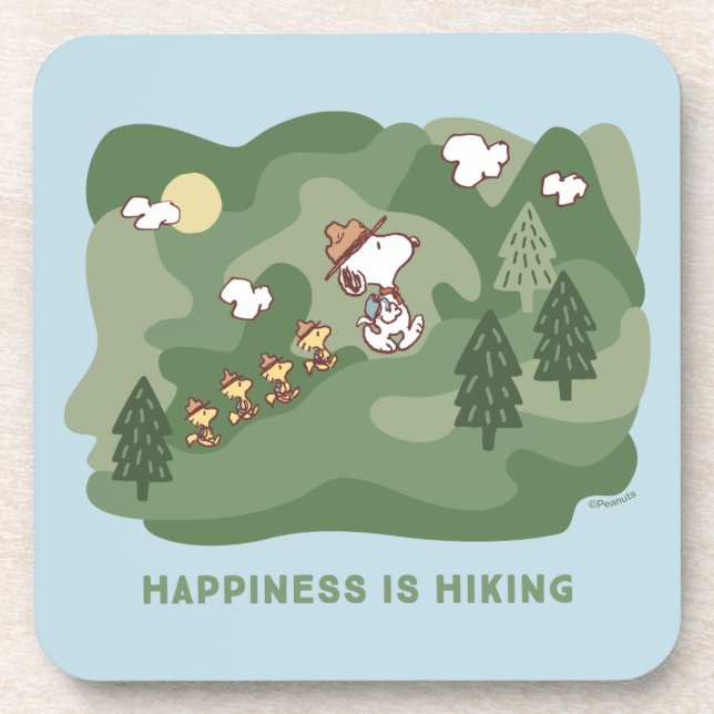 Peanuts | Snoopy & Woodstock Happiness is Hiking Beverage Coaster (Front)