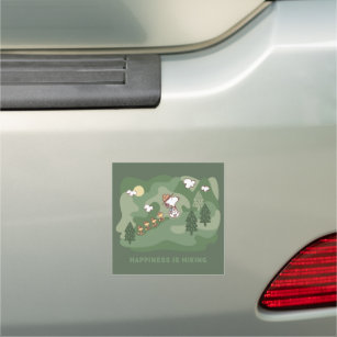 Peanuts   Snoopy & Woodstock Happiness is Hiking Car Magnet