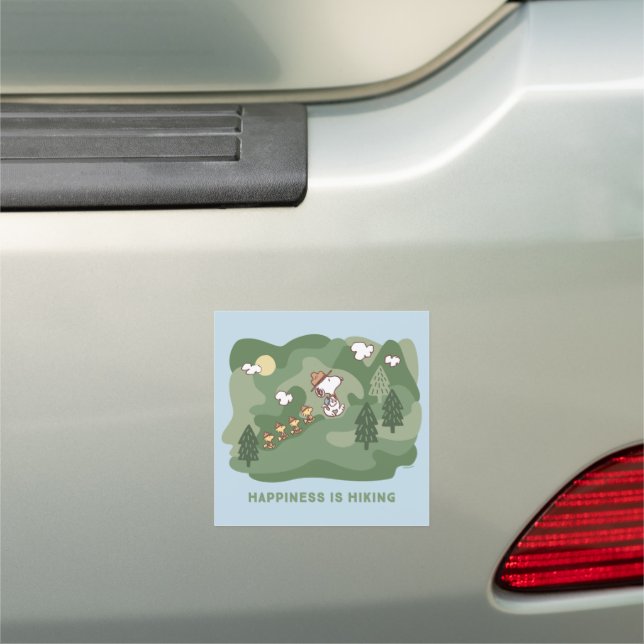 Peanuts | Snoopy & Woodstock Happiness is Hiking Car Magnet (In Situ)