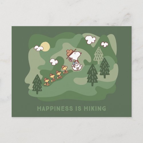 Peanuts  Snoopy  Woodstock Happiness is Hiking Postcard