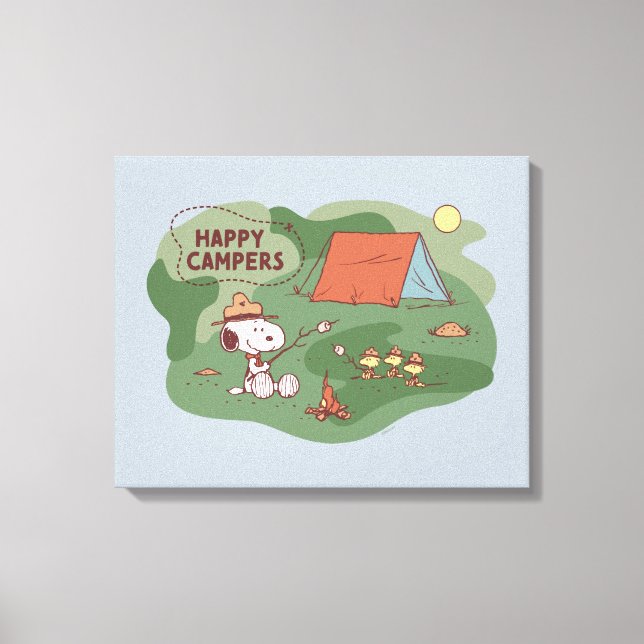 Peanuts | Snoopy & Woodstock Happy Campers 2 Canvas Print (Front)