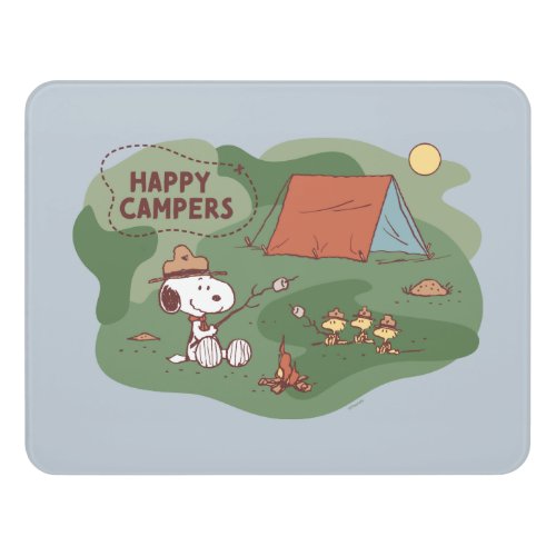 Peanuts  Snoopy  Woodstock Happy Campers 2 Door Sign