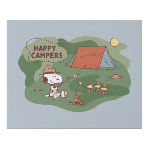 Peanuts  Snoopy  Woodstock Happy Campers 2 Faux Canvas Print