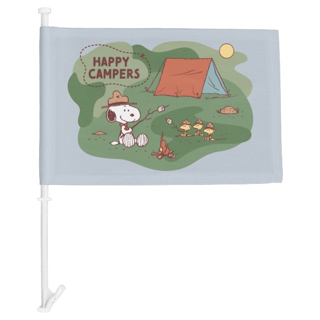 Peanuts | Snoopy & Woodstock Happy Campers Car Flag (Front)