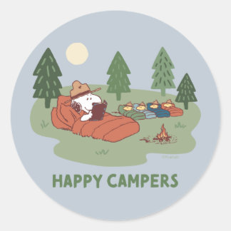Peanuts | Snoopy & Woodstock Happy Campers Classic Round Sticker