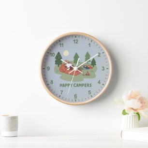 Peanuts Snoopy & Woodstock Happy Campers Clock