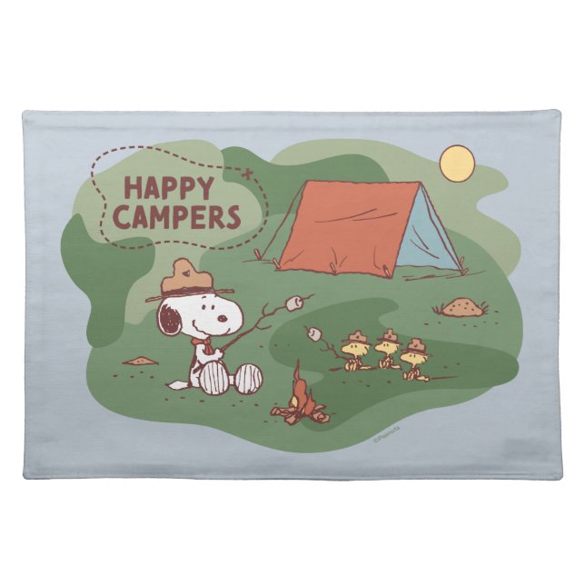 Peanuts | Snoopy & Woodstock Happy Campers Cloth Placemat (Front)