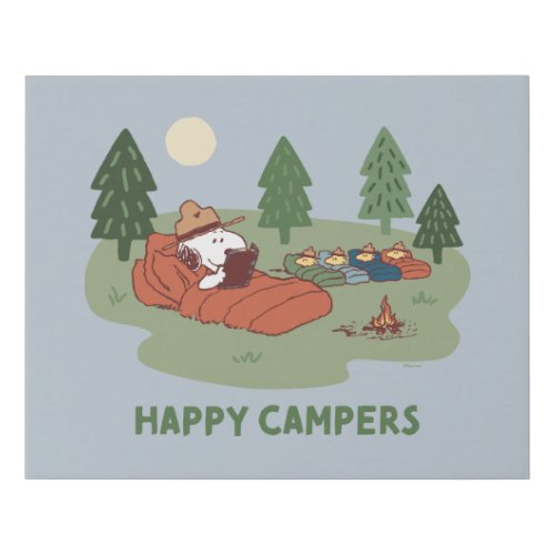 Peanuts  Snoopy  Woodstock Happy Campers Faux Canvas Print