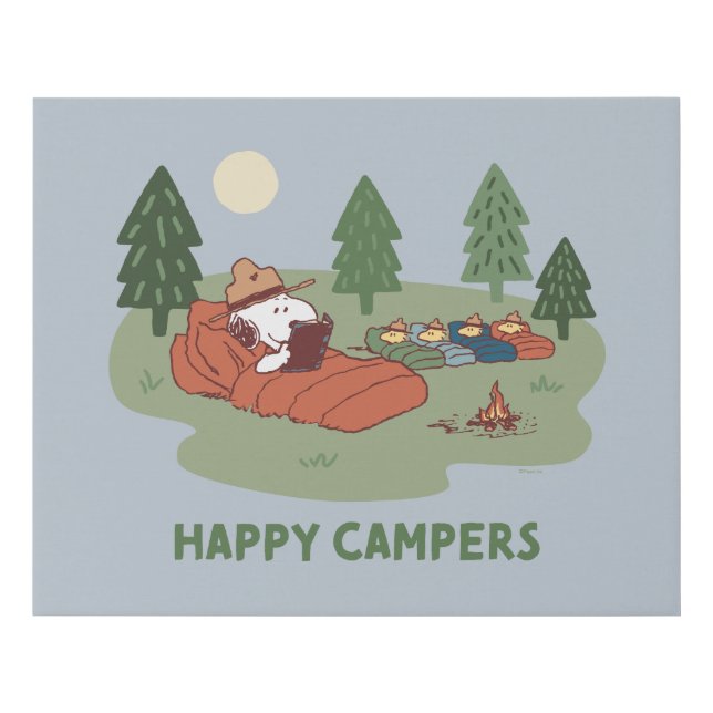 Peanuts | Snoopy & Woodstock Happy Campers Faux Canvas Print (Front)
