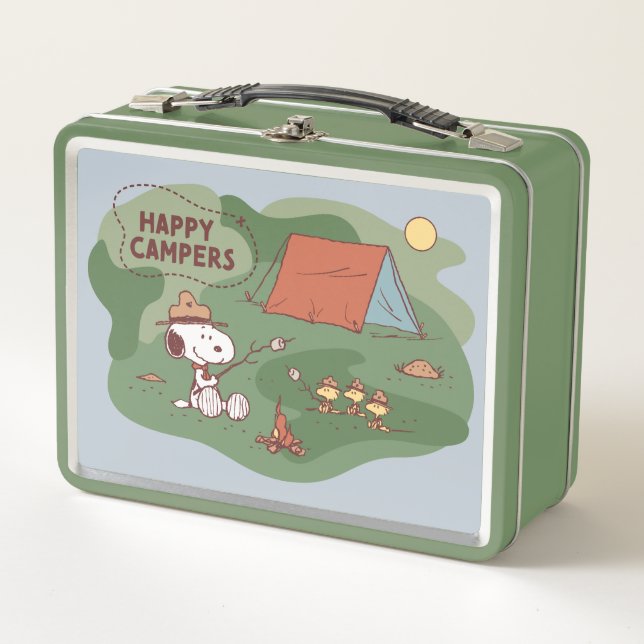 Peanuts | Snoopy & Woodstock Happy Campers Metal Lunch Box (Front)