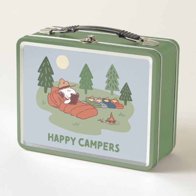 Peanuts | Snoopy & Woodstock Happy Campers Metal Lunch Box (Front)