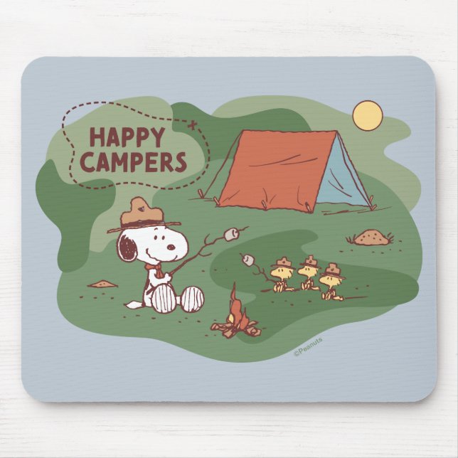Peanuts | Snoopy & Woodstock Happy Campers Mouse Pad (Front)
