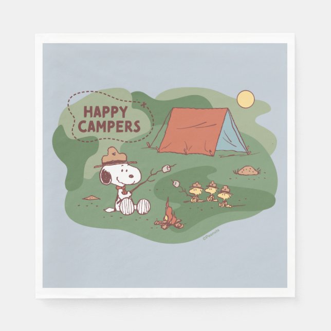 Peanuts | Snoopy & Woodstock Happy Campers Napkins (Front)
