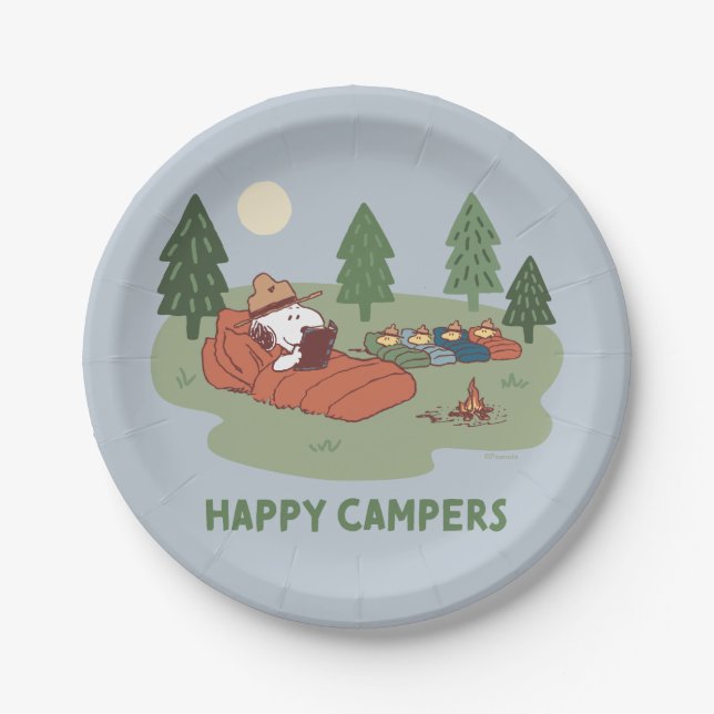 Peanuts | Snoopy & Woodstock Happy Campers Paper Plates (Front)