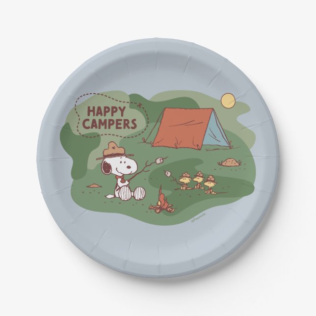 Peanuts | Snoopy & Woodstock Happy Campers Paper Plates (Front)