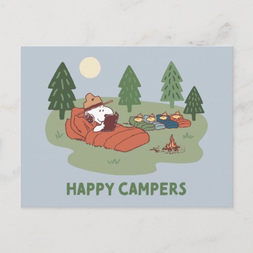 Peanuts  Snoopy  Woodstock Happy Campers Postcard