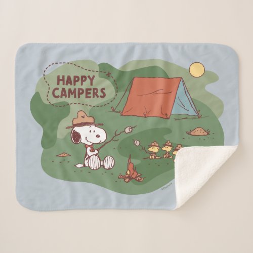 Peanuts  Snoopy  Woodstock Happy Campers Sherpa Blanket